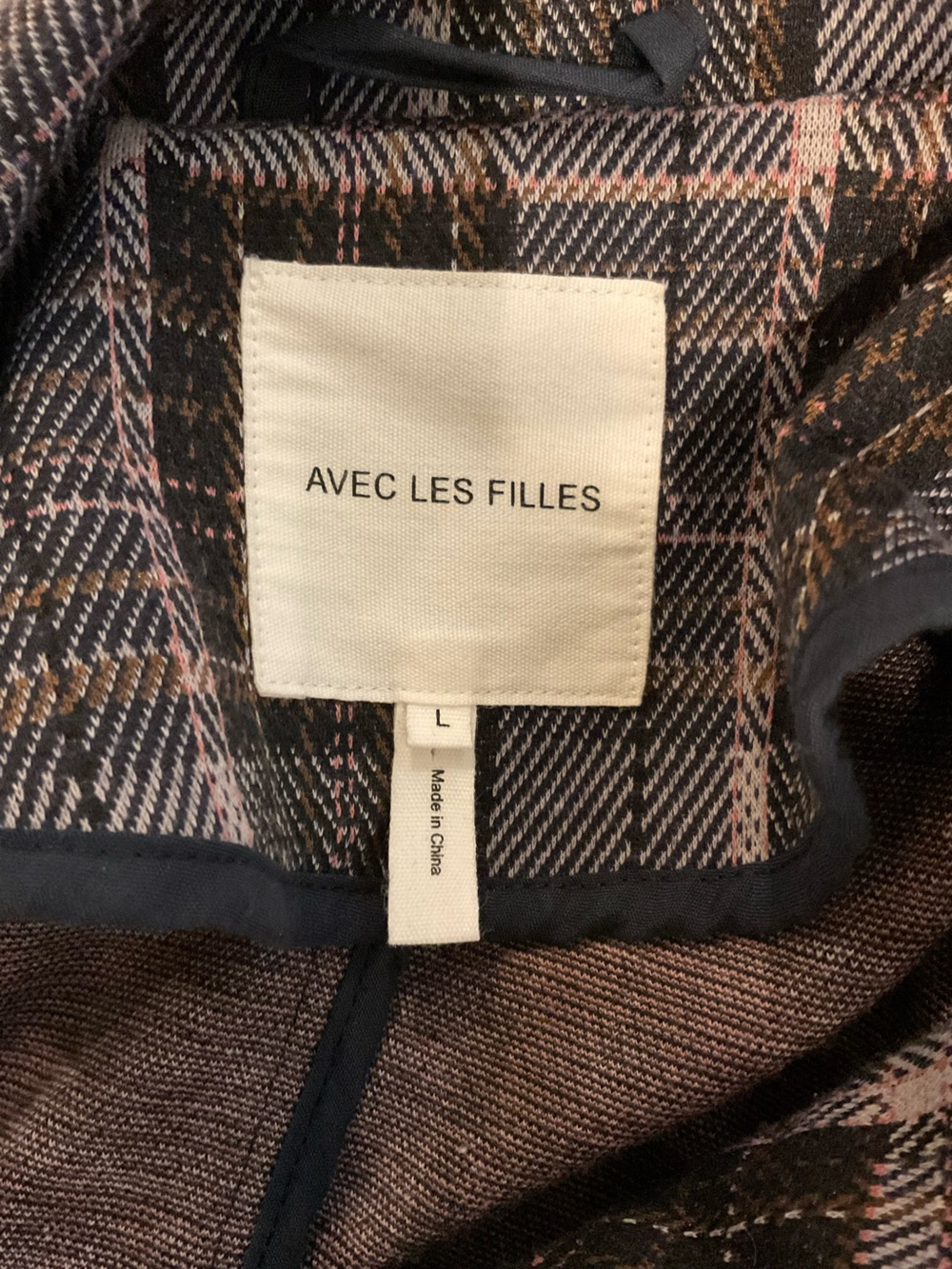 Avec Les Filles Brown and Pink Plaid Blazer - Picture 4 of 5